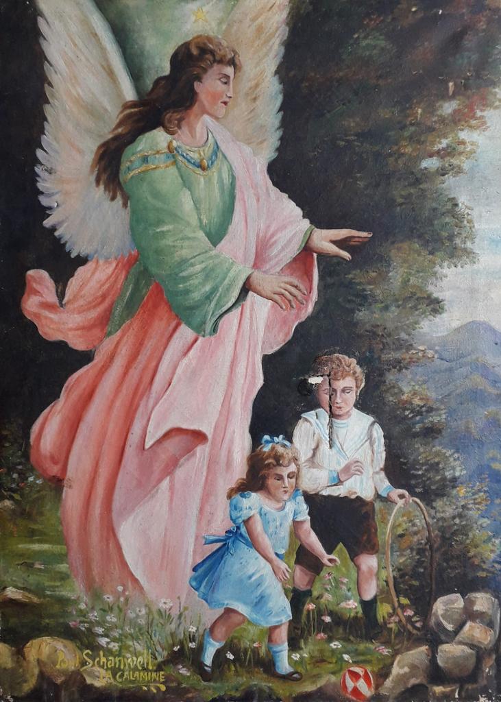 ENGEL STAAT BIJ 2 KINDEREN 🎆 OUD 19 EEUW ✨ JONGEN>MEISJE, Ophalen of Verzenden