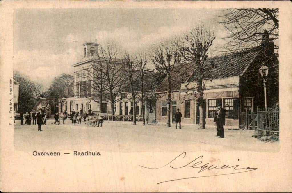 Overveen - Raadhuis - Straatbeeld, Ophalen of Verzenden, Voor 1920, Gelopen, Noord-Holland