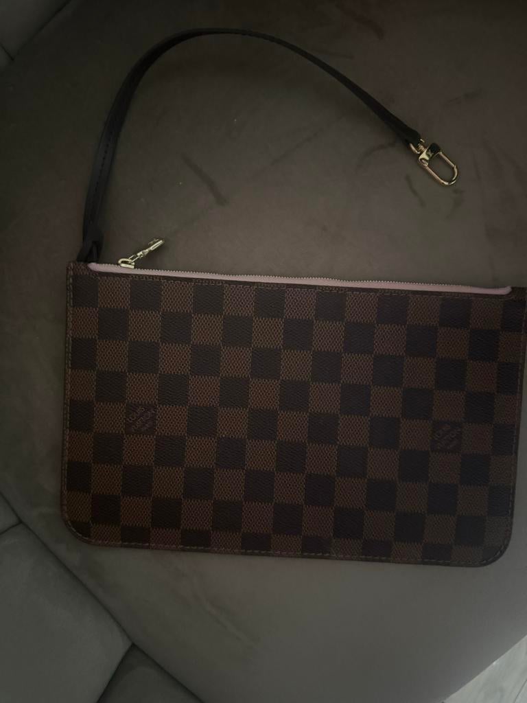 Originele Louis Vuitton Neverfull Pouch, Ophalen, Zo goed als nieuw, Bruin, Avondtasje