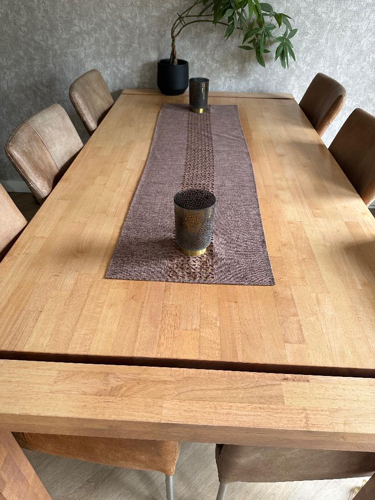 Eettafel met 6 stoelen, Huis en Inrichting, Tafels | Eettafels, Ophalen, Gebruikt, 100 tot 150 cm, 200 cm of meer