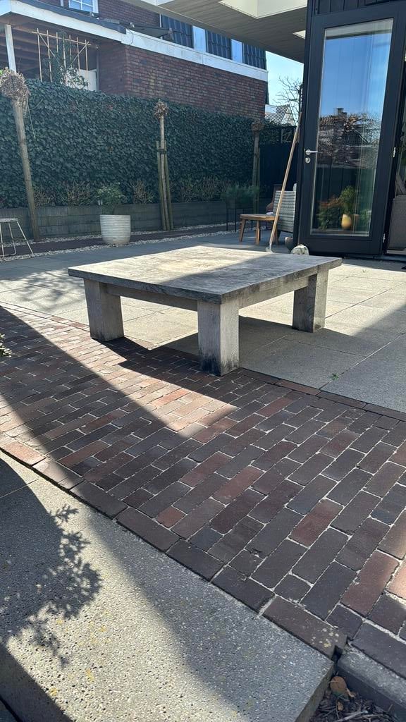 Eikenhout tuintafel 1.10 bij 1.10, Tuin en Terras, Tuintafels, Ophalen of Verzenden, Gebruikt, Vierkant, Hout