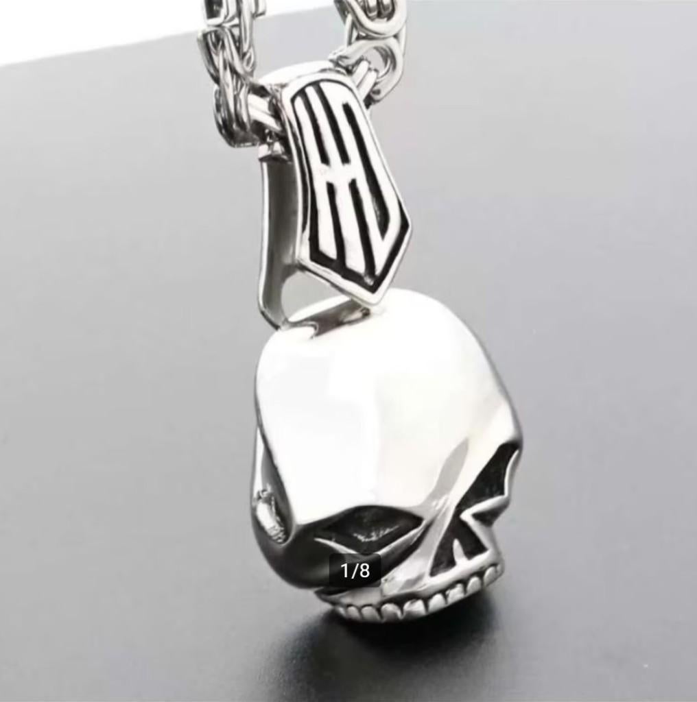 Halloween 'Horror Dungeon' doodskop halsketting, Overige materialen, Verzenden, Nieuw, Kruis of Symbool