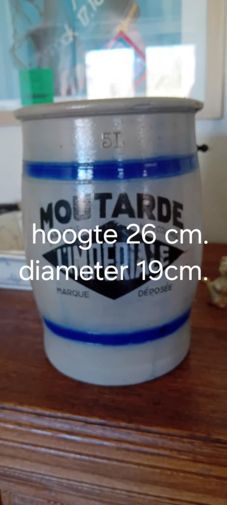 Oude steengoed mosterpot, Ophalen of Verzenden