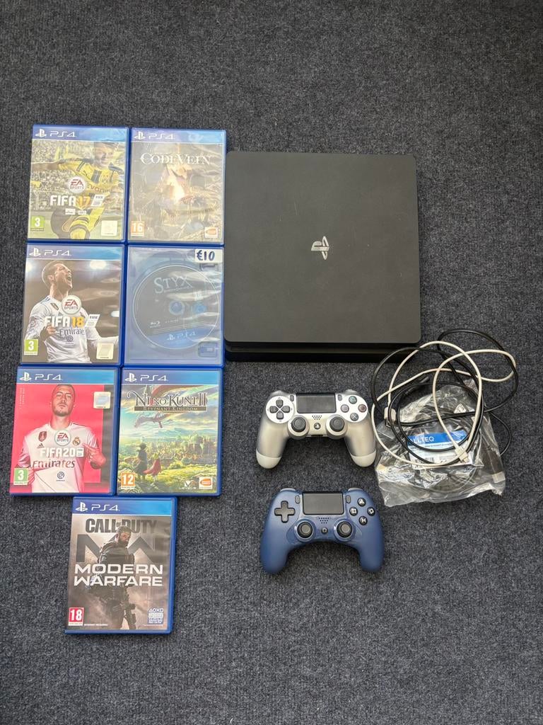 Ps4 slim compleet met 7 games en 2 controllers, Spelcomputers en Games, Spelcomputers | Sony PlayStation 4, Ophalen of Verzenden