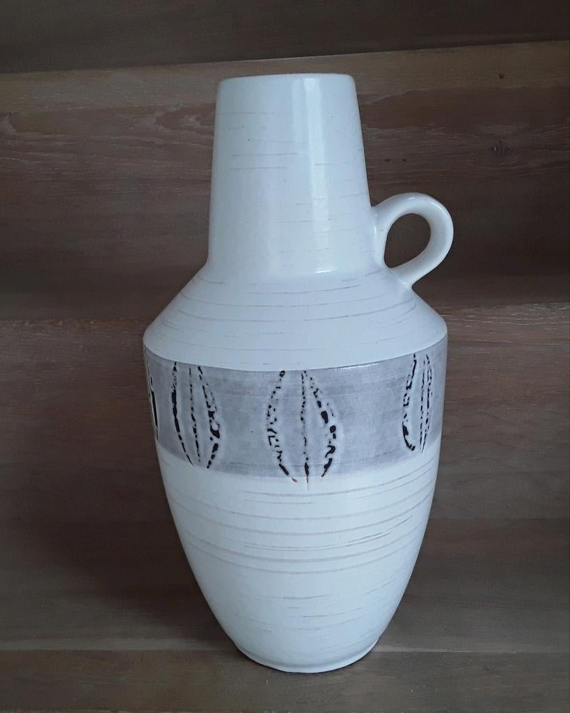 Grote West Germany vaas, wit, 38cm, Wit, Aardewerk of Porselein, Ophalen of Verzenden, Zo goed als nieuw