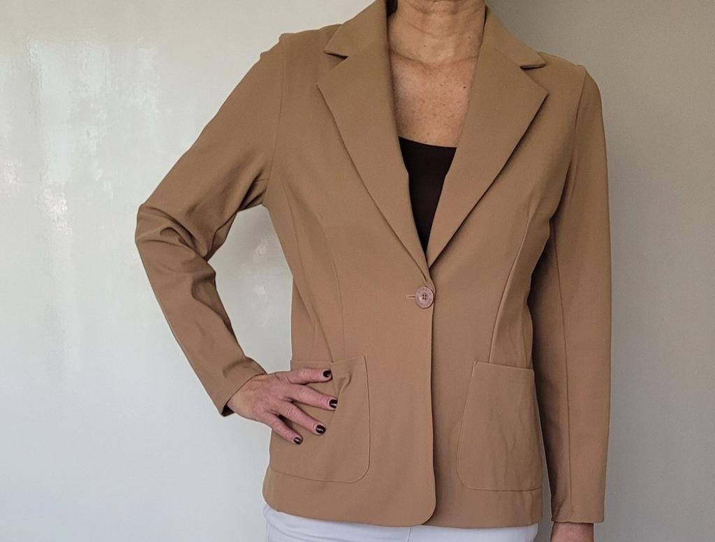 Studio Anneloes Bonded blazer Camel colbert, Studio Anneloes, Beige, Maat 42/44 (L), Ophalen of Verzenden