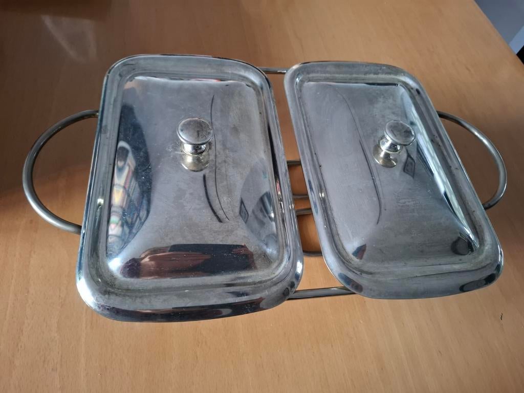 2 Warmhoudschalen met deksel in houder, Ophalen of Verzenden