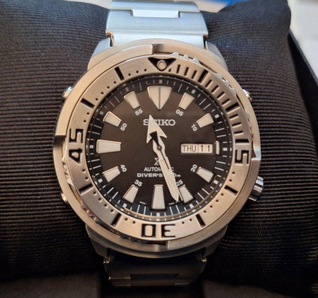 Seiko Prospex SRP637K Automatic 'Baby Tuna', Ophalen, Staal, Polshorloge, Zo goed als nieuw