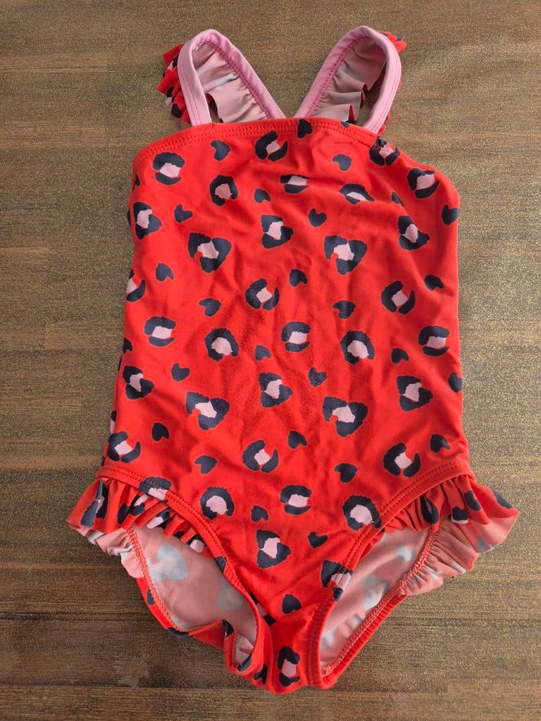 Rood badpak met panterprint en ruches, Ophalen of Verzenden, Meisje, Badpak