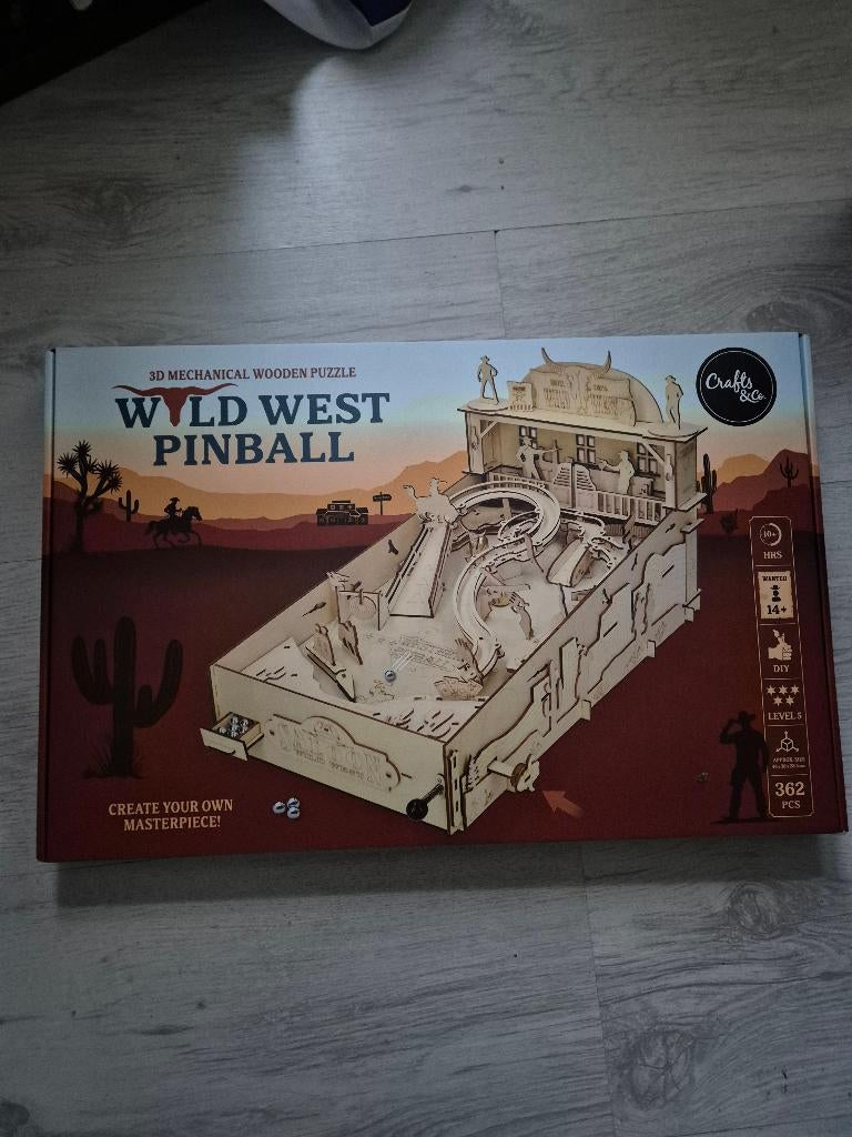 houten pinball flipperkast bouwset wild west, Ophalen of Verzenden, Nieuw, Groter dan 1:32