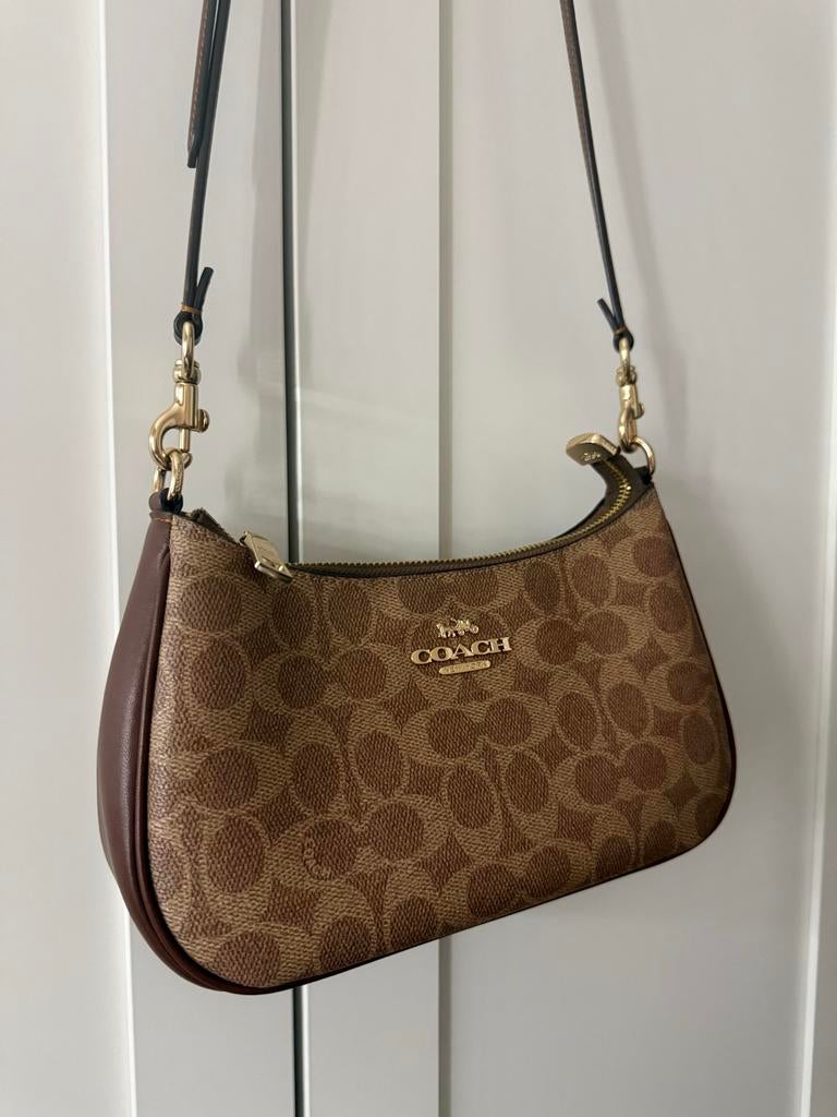 Coach teri schoudertas, Ophalen of Verzenden, Zo goed als nieuw, Bruin, Schoudertasje