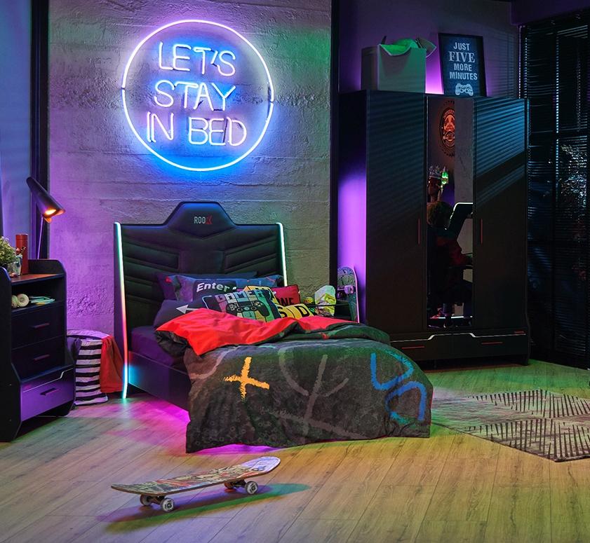 Roox twijfelaar met led-verlichting - 120x200 - Zwart, Niet ingevuld, Niet ingevuld, Niet ingevuld