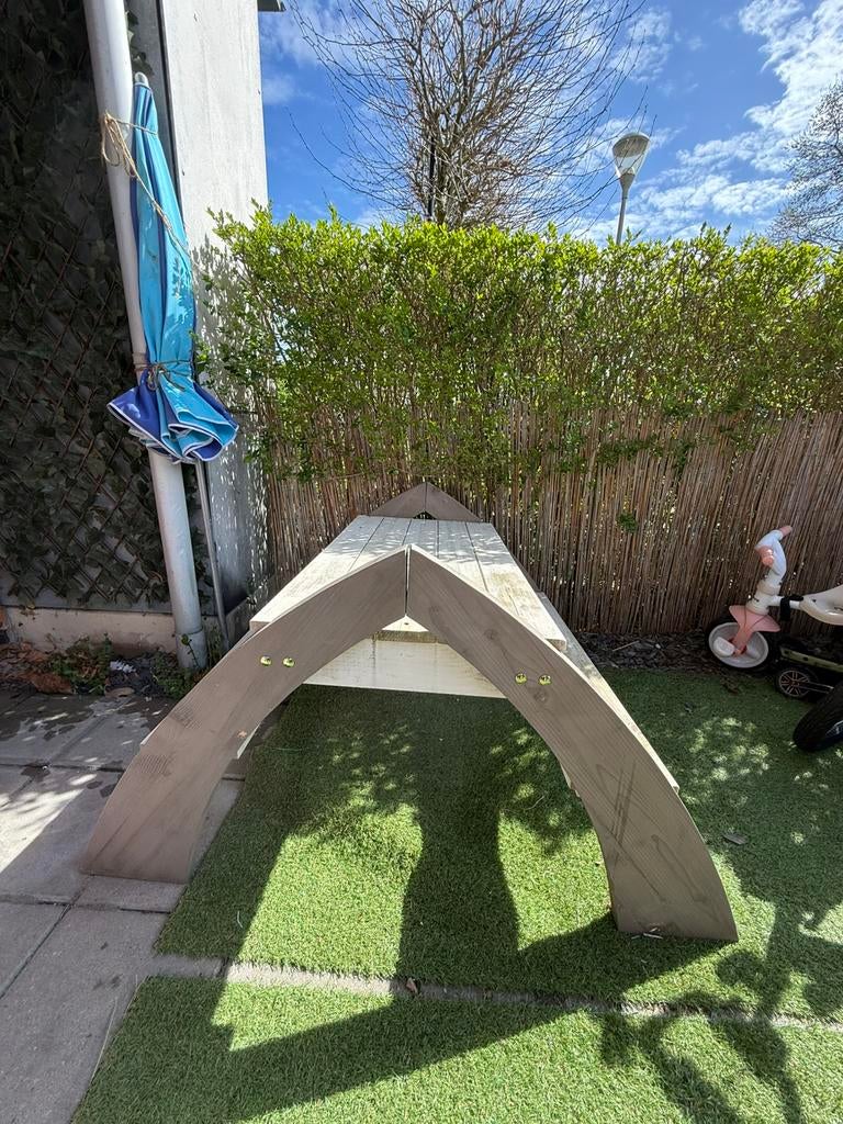 Kinder picknick tafel met parasol, Ophalen, Gebruikt, Rechthoekig, Hout