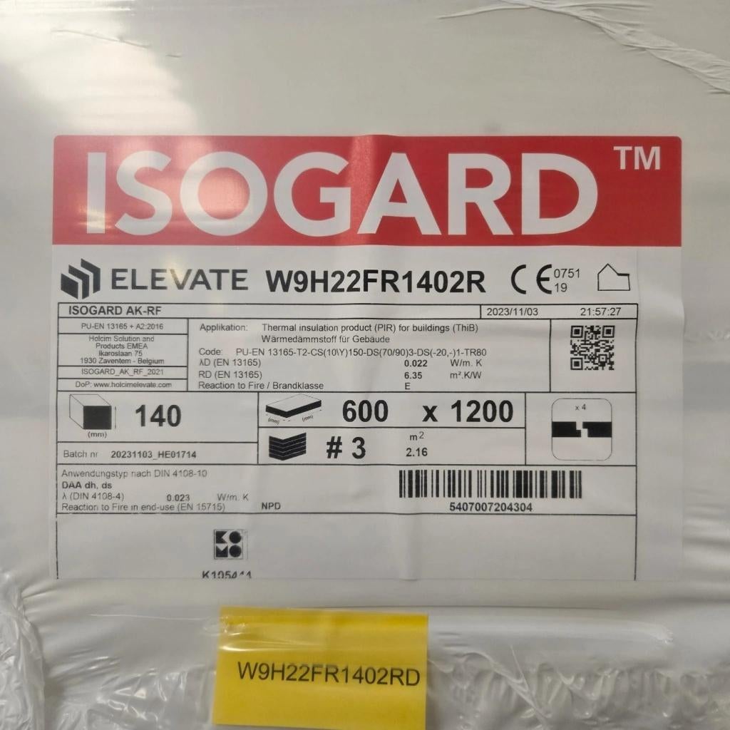 * ACTIE * PIR ALU Isolatieplaat 140mm SP 1200x600 B-keus, Dakisolatie, 12 cm of meer, Nieuw, Ophalen of Verzenden