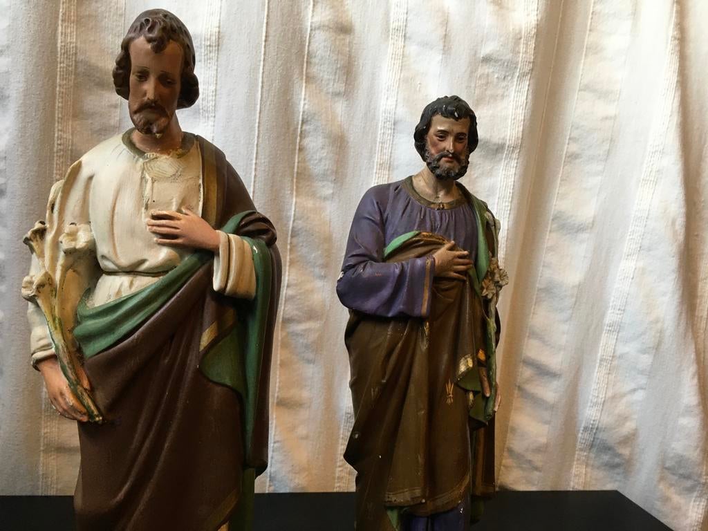 Vijf Antieke Heiligenbeelden: Antonius, Maria, Bernadette, Antiek en Kunst, Ophalen of Verzenden