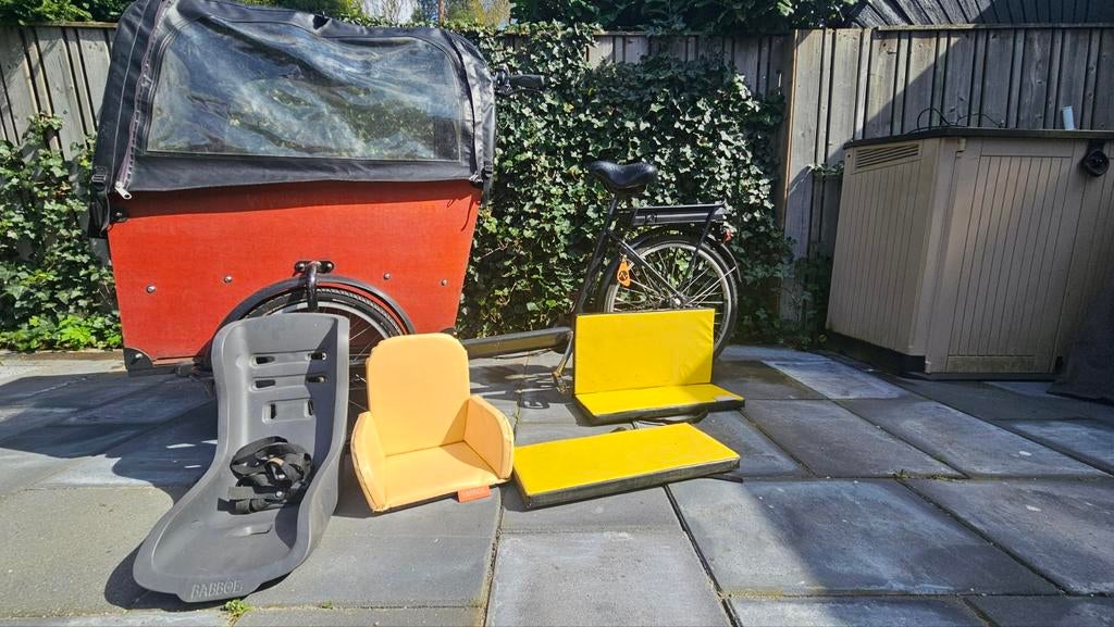 Bakfiets met huif en zitjes, Gebruikt, Huif, 2 kinderen, Ophalen