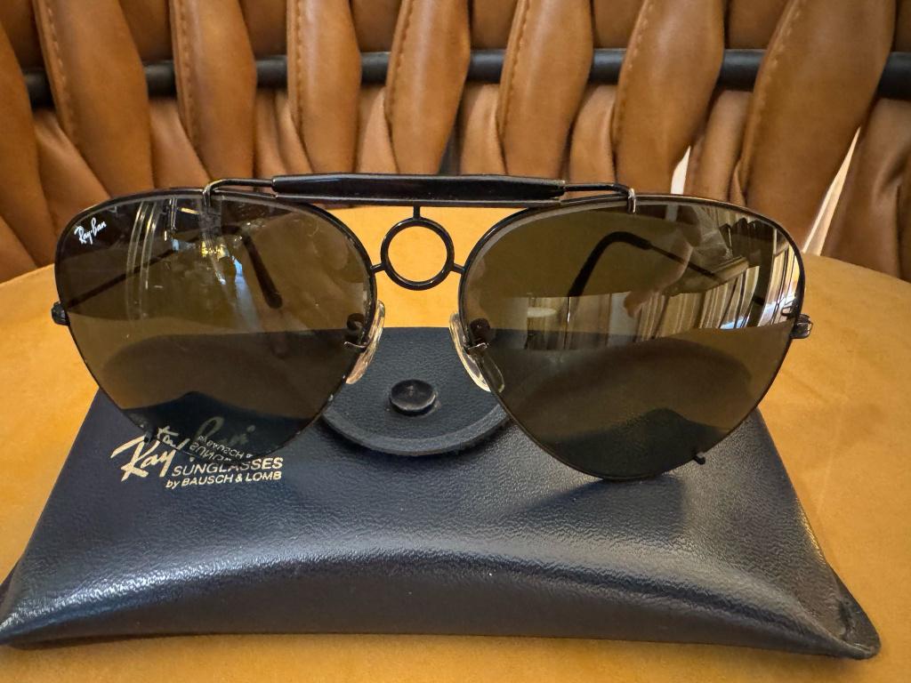 Vintage Ray-ban Zonnebril Black Outdoorsman SharpShooter OS7, Ray-Ban USA, Zonnebril, Zwart, Ophalen of Verzenden