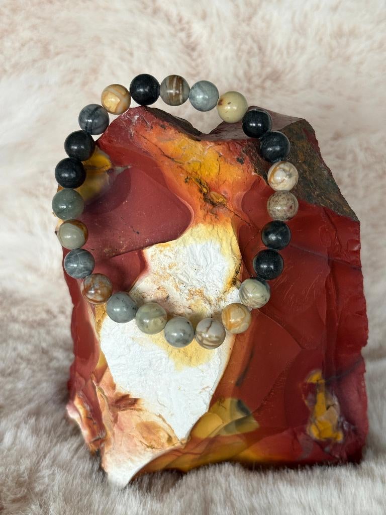 Jaspis zilverblad armband edelsteen, Sieraden, Tassen en Uiterlijk, Edelstenen, Ophalen, Nieuw