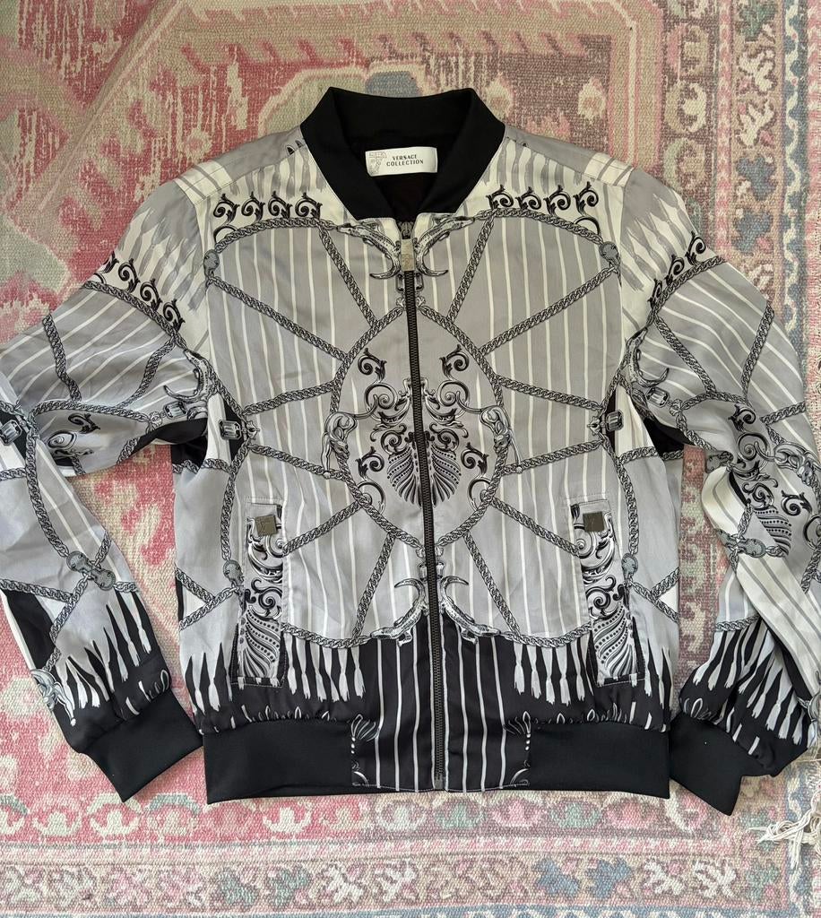 Gianni Versace unisex bomberjack maat M, Kleding | Heren, Ophalen of Verzenden, Zo goed als nieuw, Maat 48/50 (M), Grijs