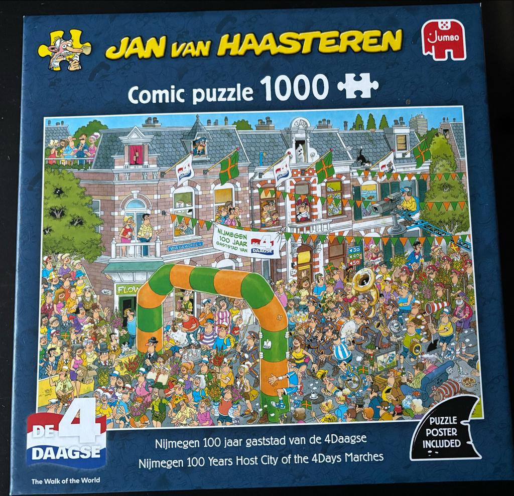Jan van Haasteren -1000 st- Nijmegen 100 jr gaststad 4Daagse, Ophalen, 500 t/m 1500 stukjes, Zo goed als nieuw, Legpuzzel