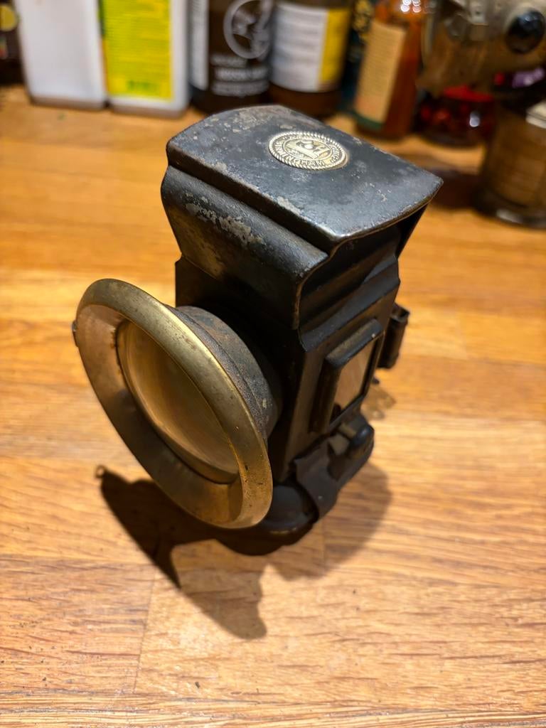 Vintage P&H “Demon King” fietsolielamp –Birmingham 1920-1940, 59 cm of meer, Ophalen of Verzenden