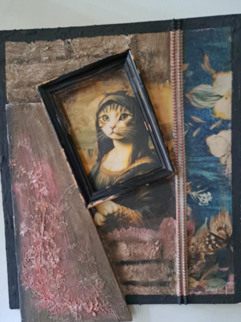 Uniek Schilderijtje: Mona Lisa Kat - Hergebruik Materialen, Ophalen