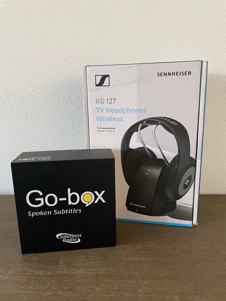 Go-box Spoken Subtitles met Sennheiser RS 127 Koptelefoon, Audio, Tv en Foto, Koptelefoons, Sennheiser, Ophalen of Verzenden, Zo goed als nieuw