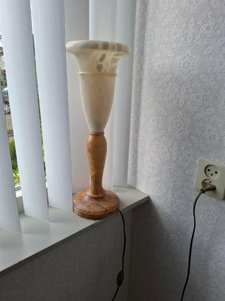 Vintage Albasten Tafellamp Uplighter Marmer, Huis en Inrichting, Lampen | Tafellampen, Ophalen