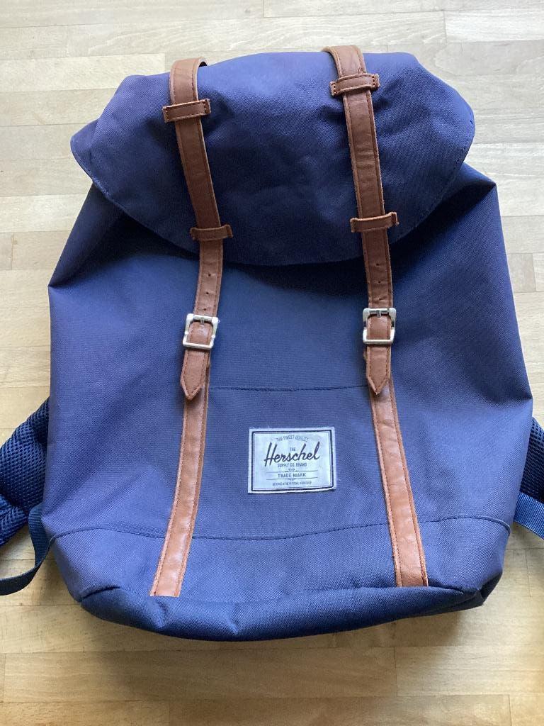 Herschel retreat mooie navy blauwe rugzak rugtas navyblauw, Zo goed als nieuw, Waterdicht, Ophalen, Overige merken