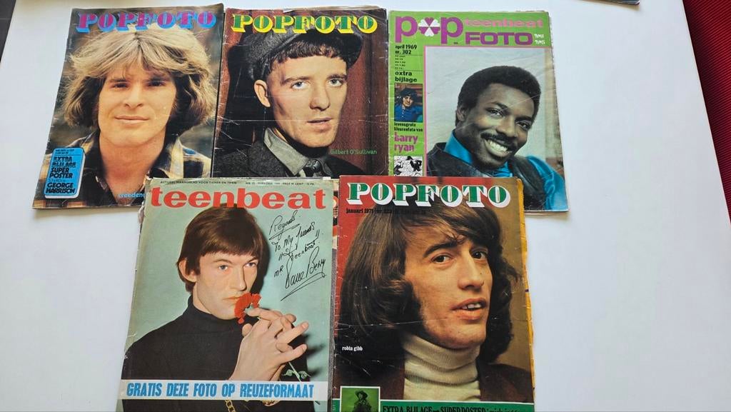 5 x Popfoto & 1Teenbeat magazines eind jaren '60 - begin '70, Boeken, Verzenden, Gelezen, Muziek, Film of Tv