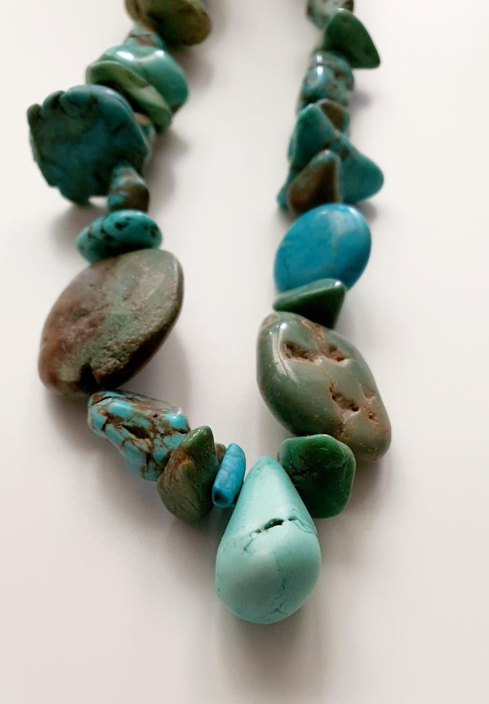 ECHTE Turkoois ketting Dinéh Navajo origineel ongekend mooi!, Verzenden, Gebruikt, Blauw, Steen of Mineraal