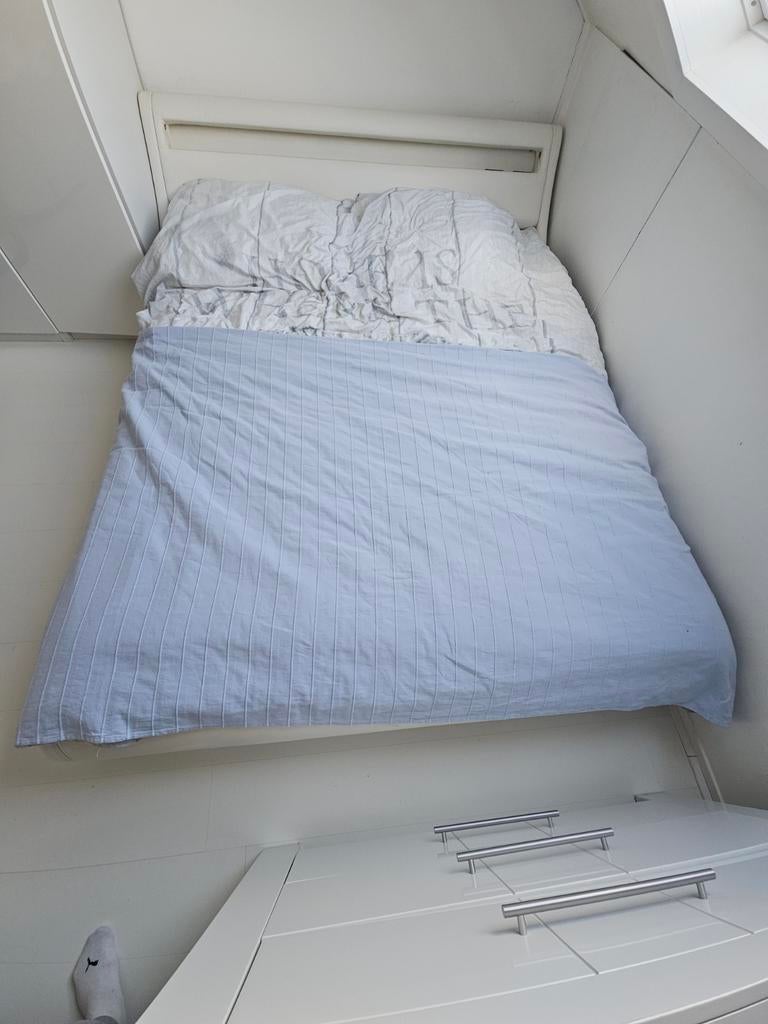 Bed 160x200 incl materras, Huis en Inrichting, Slaapkamer | Slaapbanken, Ophalen, Gebruikt, Wit, Tweepersoons