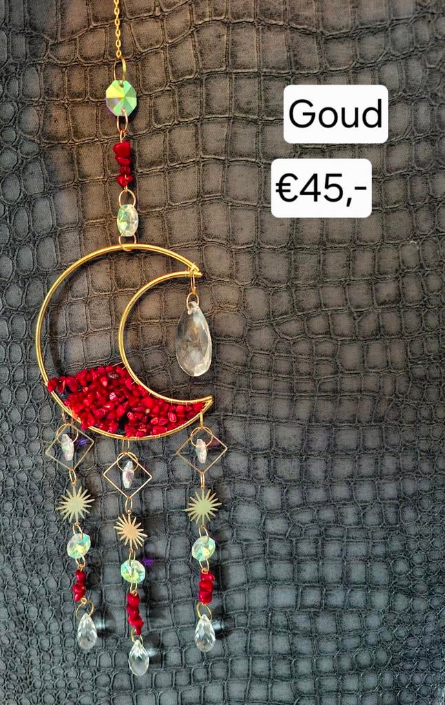 Suncatcher maan met rode edelstenen, Huis en Inrichting, Woonaccessoires | Overige, Ophalen of Verzenden