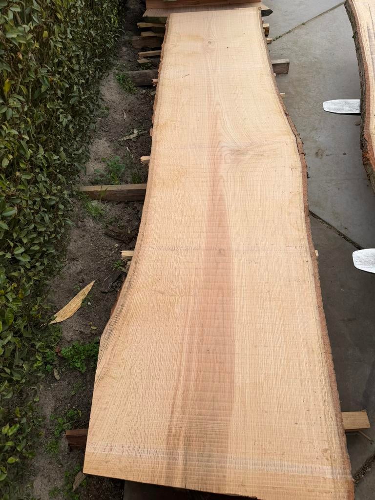 Mooie eiken Schaaldelen 250 x50-55x4 cm, Ophalen, Eiken, Zo goed als nieuw, Plank