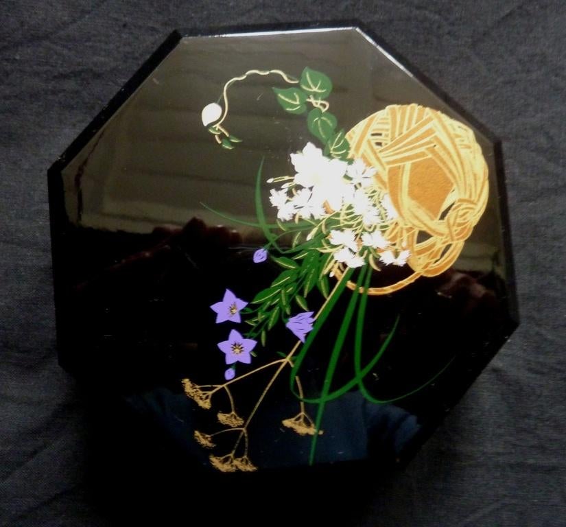  Japans 8 hoekig lakwerk schaaltje met deksel – Nieuw-, Ophalen of Verzenden