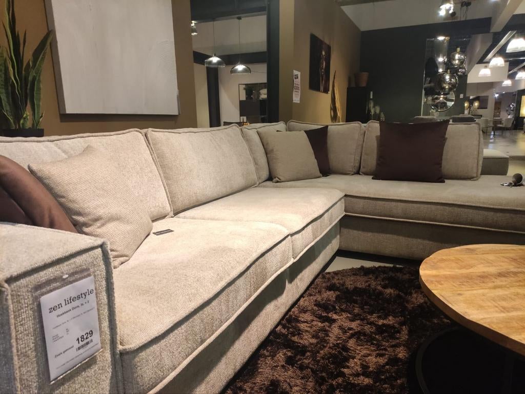 Hoekbank Dora Beige, Huis en Inrichting, Banken | Complete zithoeken, Gebruikt, Stof, Ophalen