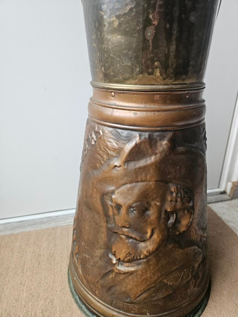 Franse koperen en messing kolenemmer, Antiek en Kunst, Antiek | Koper en Brons, Ophalen of Verzenden