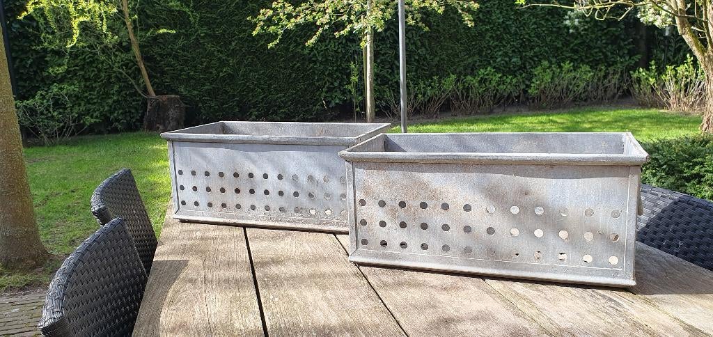 2x Grote Zinken Bakken 52,5 x 28 cm met Grepen, Ophalen, Gebruikt, Minder dan 30 cm, Metaal