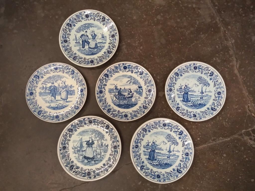 6 bordjes Delfts blauw, Ophalen of Verzenden