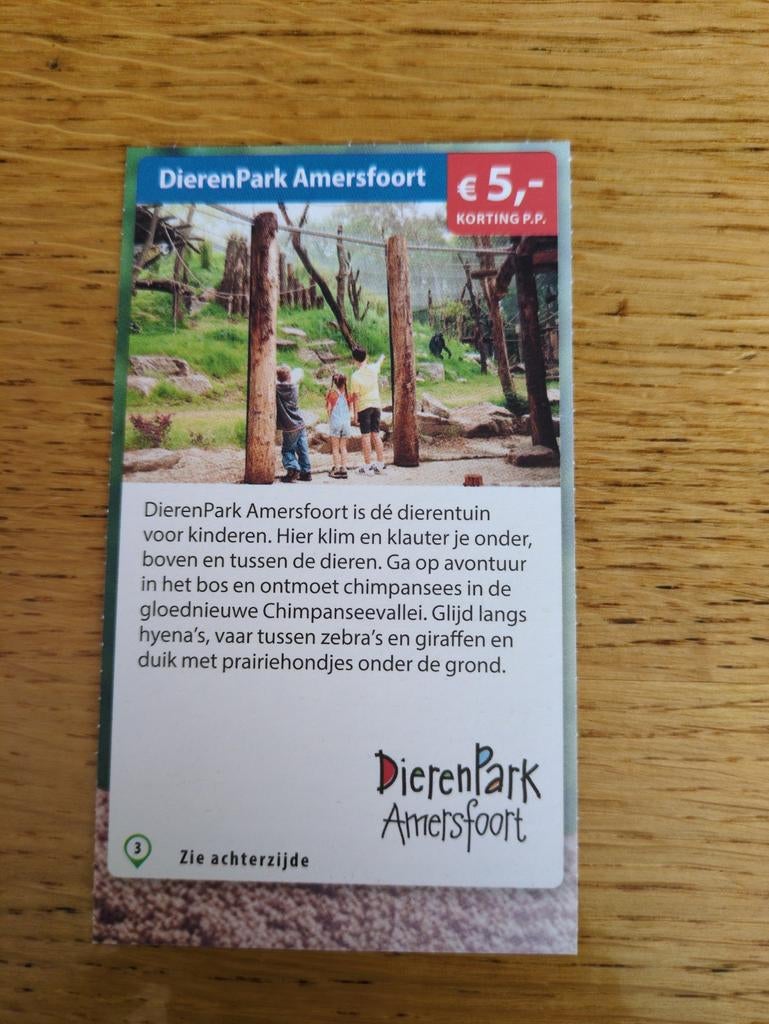 Kortingsbon voor Dierenpark Amersfoort, Tickets en Kaartjes, Drie personen of meer, Kortingskaart