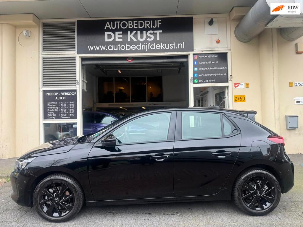 Opel CORSA 1.2 Turbo Hybrid Edition Aut / GS Line / Bj 2025, 101 pk, Gebruikt, Leder en Stof, Zwart