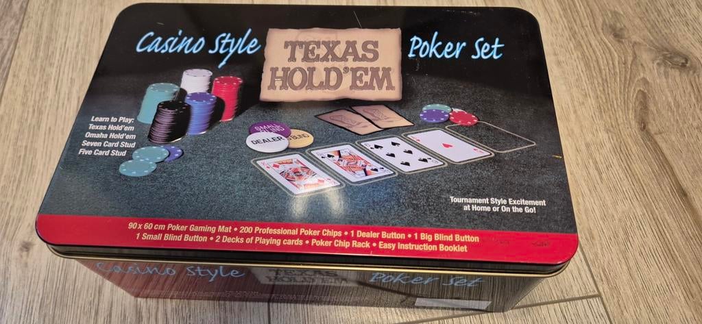 Texas Hold'em pokerset, Hobby en Vrije tijd, Gezelschapsspellen | Kaartspellen, Ophalen of Verzenden, Zo goed als nieuw