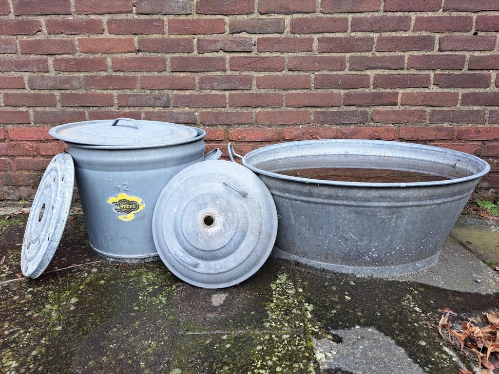 Vintage Zinken teil en emmer, Ophalen