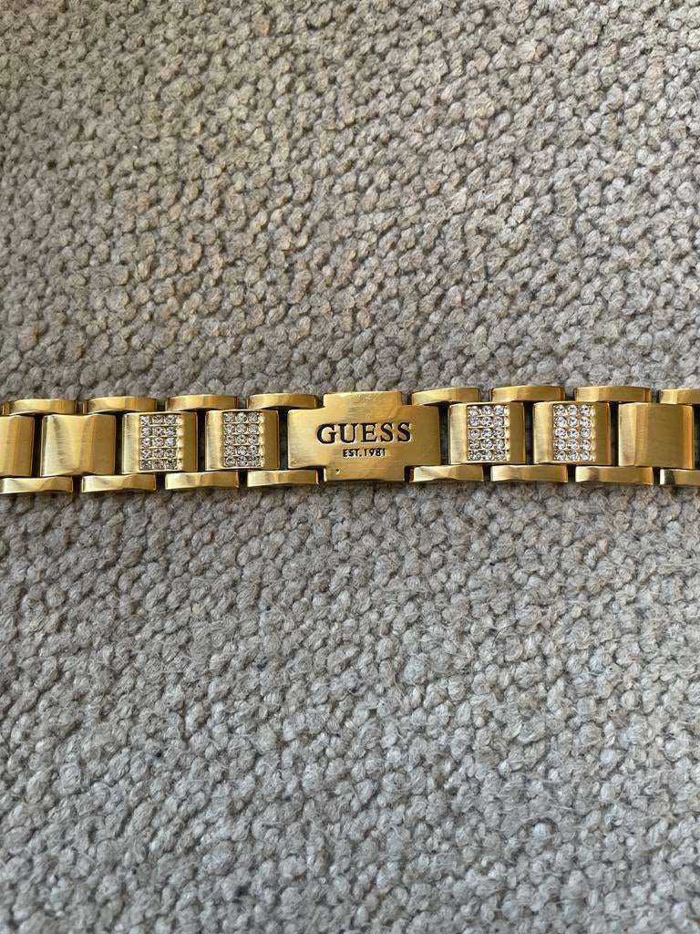 Guess Armband Goudkleurig met Strass, Sieraden, Tassen en Uiterlijk, Armbanden, Overige materialen, Ophalen of Verzenden, Zo goed als nieuw