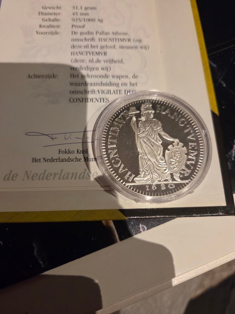 Replica Zilveren Dukaat 1680, 1 gulden, Vóór koninkrijk, Zilver, Ophalen of Verzenden