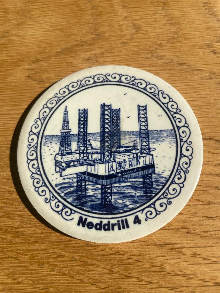 Vintage Neddrill 4 Onderzetter - Delfts Blauw Stijl, Ophalen