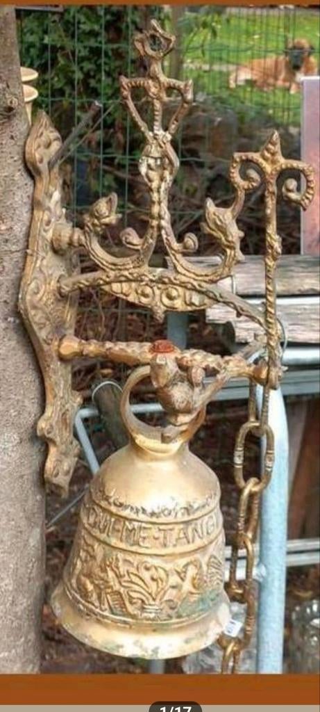 Antieke Bronzen Kloosterbel, Deurbel, Antiek en Kunst, Ophalen of Verzenden, Brons