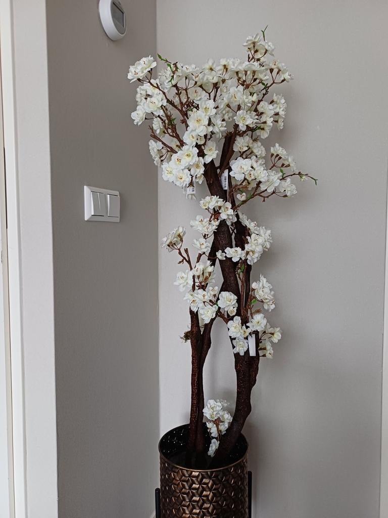 Kunstplant met witte bloesem, Ophalen of Verzenden, Binnen