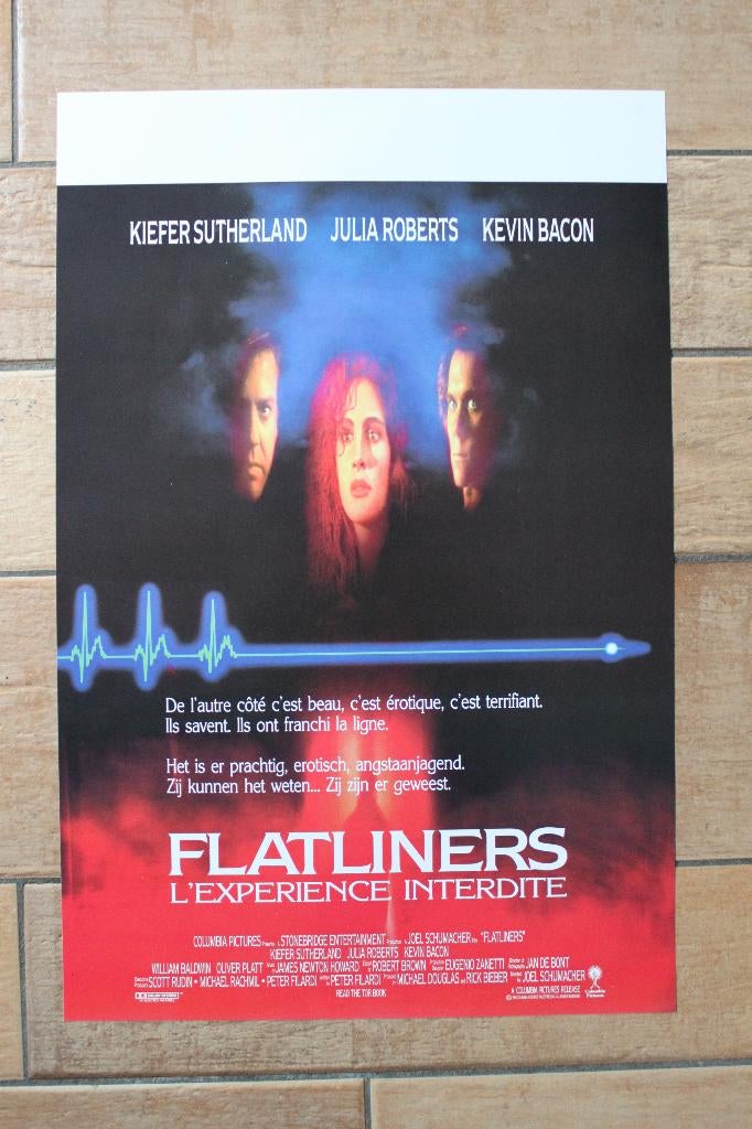 filmaffiche Flatliners 1990 filmposter, Rechthoekig Staand, Ophalen of Verzenden, Zo goed als nieuw, A1 t/m A3