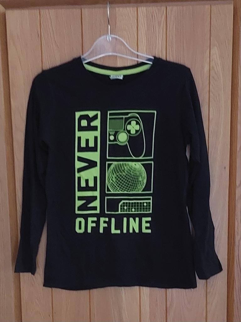 YFK longsleeve zwart met print -  Maat 134/140, Ophalen, YFK, Zo goed als nieuw, Shirt of Longsleeve